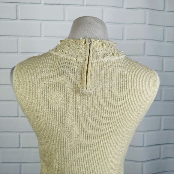 10/$25🦋 Vintage Lauren Michelle Cream Pearl Mock Turtleneck Tank - Size Large - Picture 5 of 11